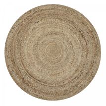 Unamourdetapis - Tapis rond fait à la main Ø150cm sable en jute motif uni pour chambre sunny