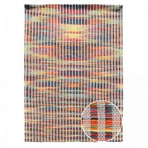 OKO - Tapis kilim fait à la main en laine 120x170 rouge et bleu rectangle