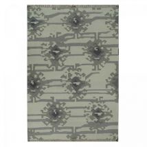 Tapis kilim fait main en laine 170x240 gris rectangle motif abstrait KMESAR