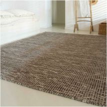 Look - Tapis kilim fait main en laine 170x240 marron rectangle motif uni 408