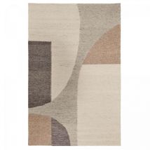 Tapis kilim fait main en laine 80x250 beige et gris rectangle motif géométrique