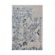 Tapis kilim fait à la main en coton 155x230 gris et bleu rectangle