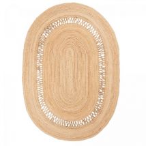 Impalo - Tapis jute fait main 120x170 beige ovale jutoval