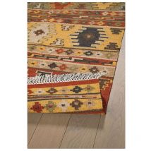 Deladeco - Tapis kilim laine et coton plat avec franges Bangui Multicolore 250x300