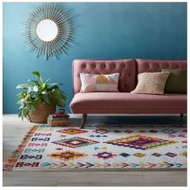 Tapis kilim rectangle avec franges moderne Coyote Crème 160x230