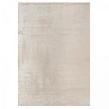 Tapis kilim tissé en coton 200x300 crème rectangle motif faux uni PEARL