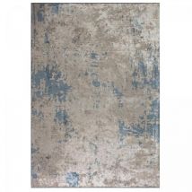 Tapis kilim tissé en coton 240x340 gris et bleu rectangle motif abstrait uniblue