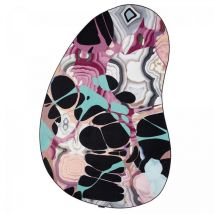 Christian Lacroix - Tapis kilim tissé 200x300 noir et rose ovale motif abstrait kaa