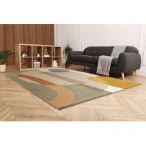 Tapis laine moderne tissé main abstrait Senza Multicolore 160x230