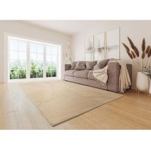 Tapis laine tissé main moderne effet 3D rectangle Jade Beige foncé 200x290