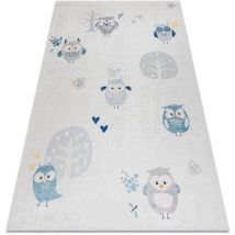 Rugsx - Tapis lavable bambino 1161 Hiboux pour les enfants antidérapant - gris grey 80x150 cm