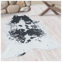 Allotapis - Tapis lavable en machine noir imitation peau de bête Malu Noir 100x135
