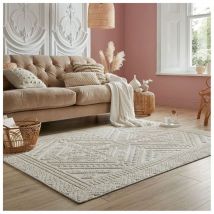 Flair Rugs - Tapis lavable en machine plat moderne Jaipur Ivoire 80x160