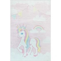 Tapis Licorne Rose 120x180cm – Qualité supérieure pour Maison, Appartement, Bureau – Style élégant et durable – Confort optimal, facile à nettoyer –