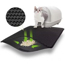 Tapis Litiere Chat 60x45 cm avec Velcro, Double Couche Tapis de Litière pour Chat Conception à Grands Trous, Imperméable Tapis Litière pour Chat, Non