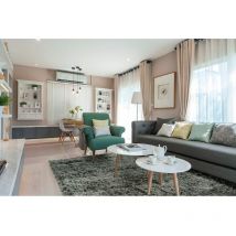 Vivabita - Tapis longues mèches uni moderne tissé main Diamond Vert mixte 240x340