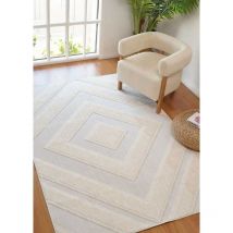 Toutapis - Tapis salon chambre géométrique crème manisa 454 motifs 3d facile d'entretien 120x170