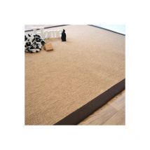 Décoweb - Tapis Tissé plat - Mahé naturel - Ganse coton marron - 160 x 230 cm
