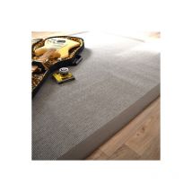 Décoweb - Tapis Tissé plat - Mahé silver - Ganse coton taupe - 140 x 200 cm