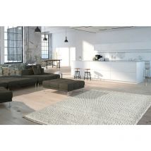 Deladeco - Tapis mélange laine et viscose Beluga Ivoire 80x150