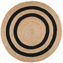 Tapis MAORI en Jute 90 x 90 cm - Noir