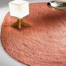 Guy Laroche - Tapis En Jute Tissé 135x210 Corail Ovale Motif Uni Native