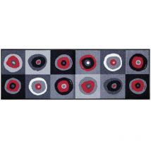 Dezenco - Tapis salon et chambre 50x75 gris rectangle tissé motif rond sergej