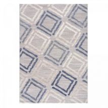 Unamourdetapis - Tapis salon et chambre 200x280 gris clair et bleu tissé motif géométrique douca