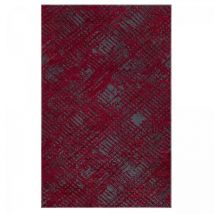 Jadorel - Tapis salon et chambre 75x300 rouge et gris rectangle tissé motif faux uni tereminde