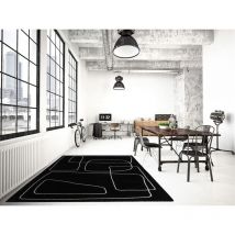 Deladeco - Tapis moderne abstrait intérieur rectangle Figure Noir 160x230