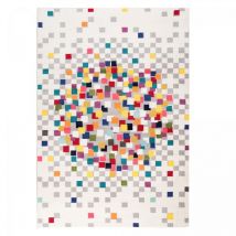 Jadorel - Tapis salon et chambre 60x110 crème rectangle tissé motif géométrique effact