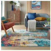 Flair Rugs - Tapis moderne courtes mèches rayé rectangle Abstraction Multicolore 160x230
