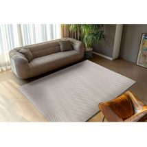 Allotapis - Tapis moderne doux courbe effet 3D Dezenco Taupe clair 120x170