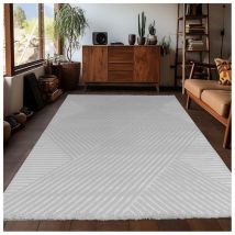 Tapis moderne effet 3D graphique Krupa Argenté 140x200