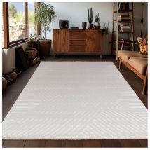 Allotapis - Tapis moderne effet 3D graphique Krupa Crème 120x170