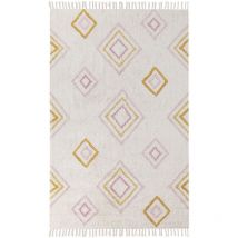 Beliani - Tapis Moderne en Coton 140 x 200 cm Touffeté à Motifs Géométriques Multicolore Blanc Cassé Lashe