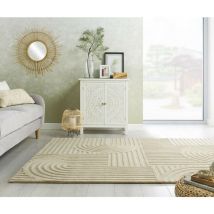 Flair Rugs - Tapis moderne en laine uni Zen Garden Beige 120x170