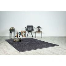 Hellocarpet - Tapis moderne graphique lavable en machine avec franges Stela Graphite 160x220