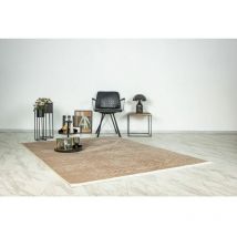 Hellocarpet - Tapis moderne graphique lavable en machine avec franges Stela Taupe 200x280