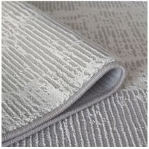 Allotapis - Tapis moderne intérieur rectangle rayé Tacoma Gris 80x150