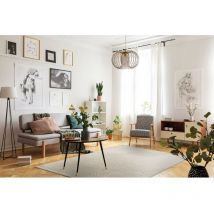 Vivabita - Tapis moderne laine et viscose courbe Native Ivoire 280x380