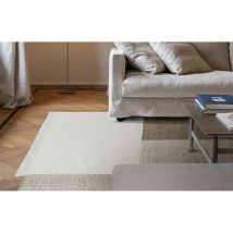 Deladeco - Tapis moderne naturel avec franges graphique Lyna Ivoire 80x120