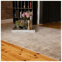 Deladeco - Tapis moderne rayé effet 3D rectangle Isidor Taupe 120x170