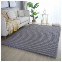 Allotapis - Tapis moelleux aspect 3D uni Whisper Gris 120x170