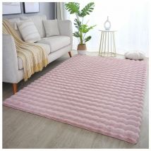 Allotapis - Tapis moelleux aspect 3D uni Whisper Rose 80x150