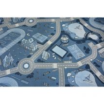 Tapis - moquette antidérapant pour enfants street rue bleu blue 100x550 cm