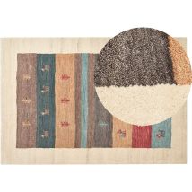 Beliani - Tapis Gabbeh Multicolore en Laine 140 x 200 cm à Motif Animaux et Plantes Fait Main Sarilar