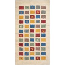 Beliani - Tapis Gabbeh Multicolore en Laine 80 x 150 cm à Motif Carrés et Animaux Fait Main Muratli