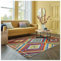 Flair Rugs - Tapis multicolore graphique intérieur et extérieur Bay Bleu 80x230