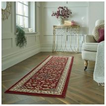 Flair Rugs - Tapis orient rectangle intérieur courtes mèches Sherborne Rouge 60x230